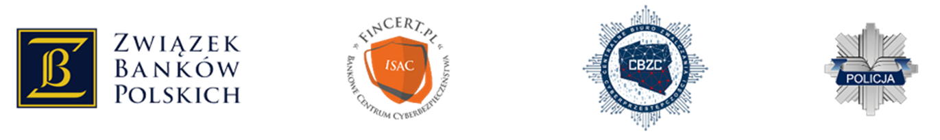 Cztery logotypy przedstawiające różne instytucje lub organizacje. Po lewej logo z literami 