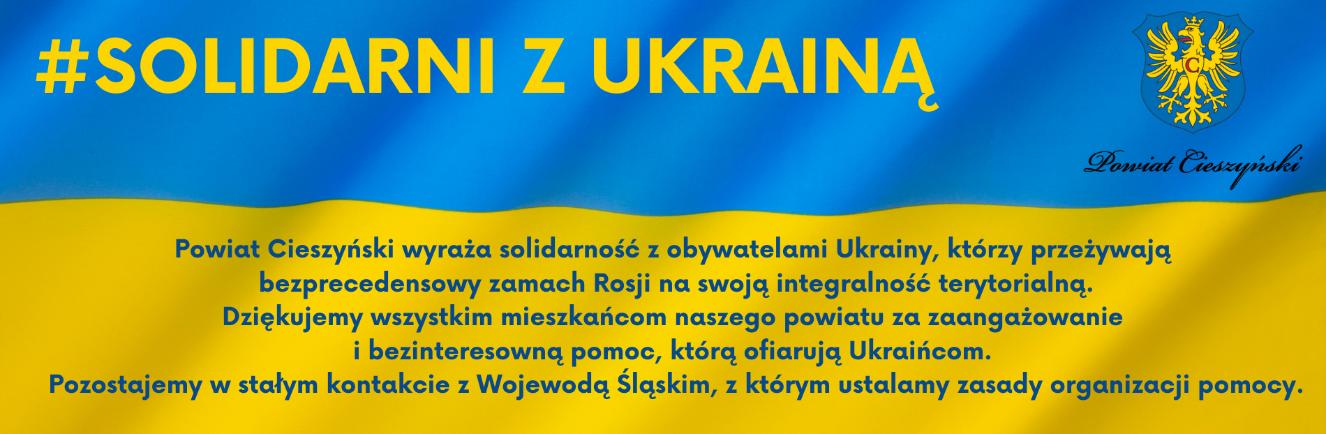 Powiat Cieszyńskiego wyraża solidarność z obywatelami Ukrainy