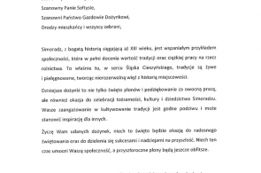 List gratulacyjny Grzegorza Pudy - Ministra Funduszy i Polityki Regionalnej 