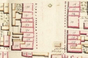 Plan Cieszyna z ok. 1775 roku z naniesionym zbiornikiem wodnym