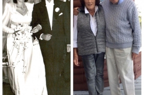 Zdjęcie po lewej z 1946 roku Ślub Richarda z Irene oraz zdjęcie z lat 2000 gdzie para już w wieku starszym