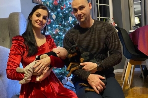 Pani Magdalena z mężem i maleństwem przyjętym na święta