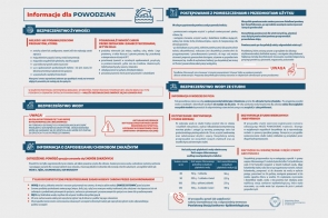  Ulotka zawiera informacje na temat bezpieczeństwa po powodzi. Ostrzega, że warzywa i owoce z terenów zalanych nie nadają się do spożycia. Zawiera także instrukcje dotyczące dezynfekcji wewnętrznej części pompy abisyńskiej.