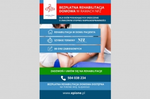 Bezpłatna rehabilitacja domowa w ramach kontraktu z NFZ - plakat