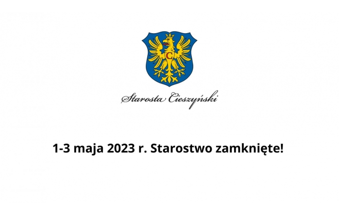1-3 maja 2023 r. Starostwo zamknięte!  - zdjęcie wyróżniające 