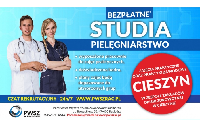 Marzysz zostać pielęgniarką lub pielęgniarzem? Zapraszamy na bezpłatne studia do Raciborza! 