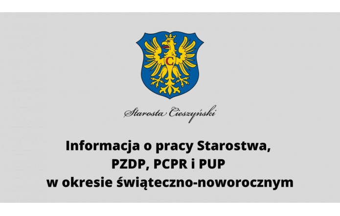 Informacja o pracy Starostwa, PZDP, PCPR i PUP w okresie świąteczno-noworocznym