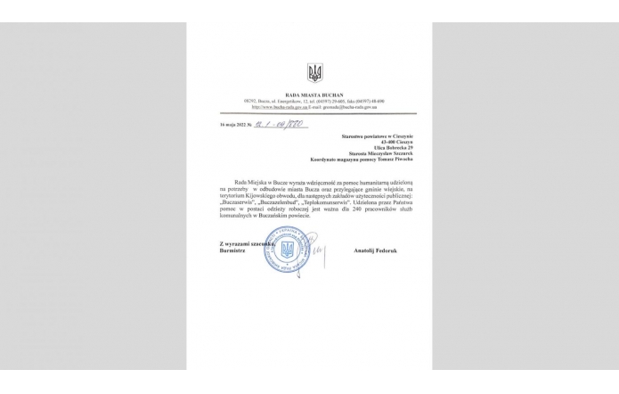 Napłynęły podziękowania z Buczy 