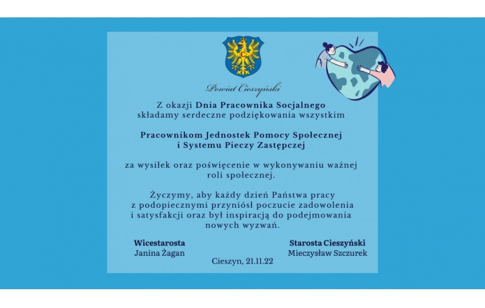 Życzenia z okazji Dnia Pracownika Socjalnego  - obrazek wyróżniający 