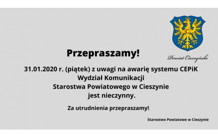 Awaria - Wydział Komunikacji jest nieczynny! 