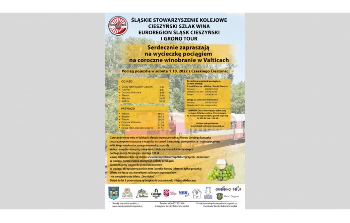 Zabytkowym pociągiem na winobranie w Valticach