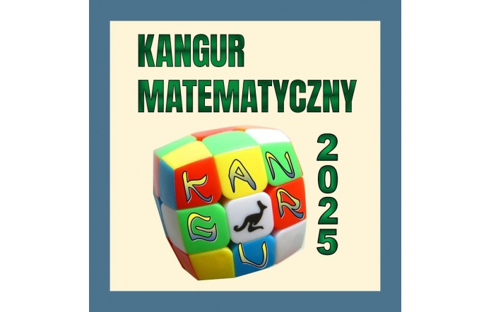 na zdjęciu......  ChatGPT powiedział: Grafika z napisem „Kangur Matematyczny 2025” przedstawia kolorową kostkę w stylu kostki Rubika. Na jej ściankach widnieją litery układające się w słowo „KANGUR” oraz rysunek skaczącego kangura.