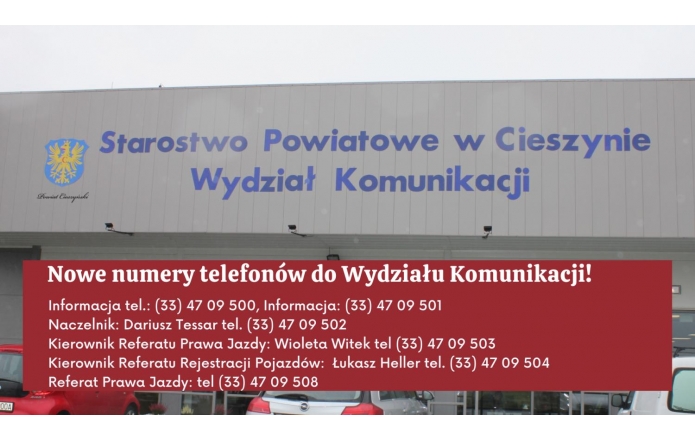 Nowe numery telefonów do Wydziału Komunikacji! 