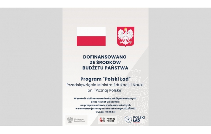 Powiat Cieszyński po raz kolejny otrzyma wsparcie finansowe z MEiN na realizację wycieczek szkolnych w ramach przedsięwzięcia "Poznaj Polskę" 