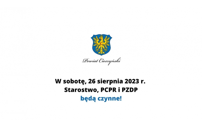  W sobotę, 26 sierpnia 2023 r. Starostwo będzie czynne! - zdjęcie wyróżniające
