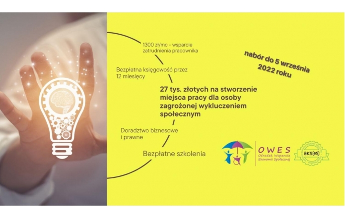 OWES BCP: nabór na stworzenie miejsc pracy w Przedsiębiorstwach Społecznych