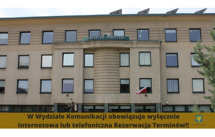 W Wydziale Komunikacji obowiązuje wyłącznie Internetowa lub telefoniczna Rezerwacja Terminów! 