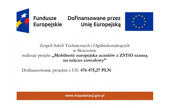 Projekt unijny z ZSTiO uzyskał dofinansowanie 