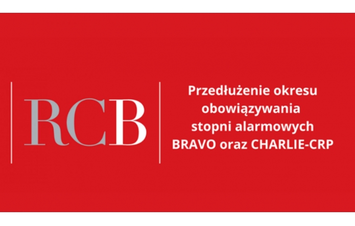 Przedłużenie obowiązywania stopni alarmowych BRAVO oraz CHARLIE-CRP - do 31 maja