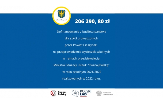 Powiat Cieszyński beneficjentem przedsięwzięcia MEiN pn. "Poznaj Polskę"