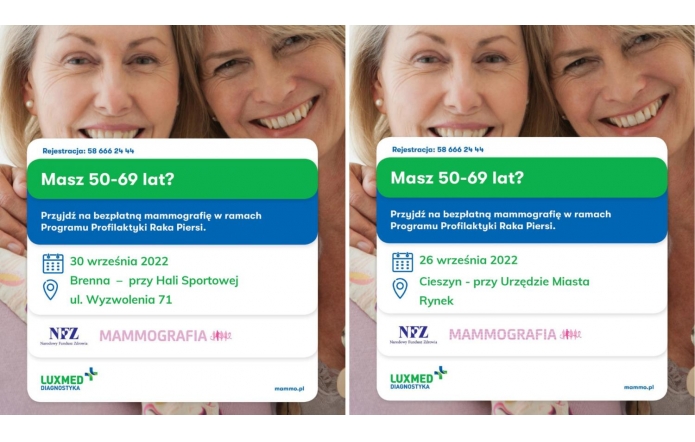 Badania w mobilnej pracowni mammograficznej LUX MED we wrześniu - Cieszyn, Brenna