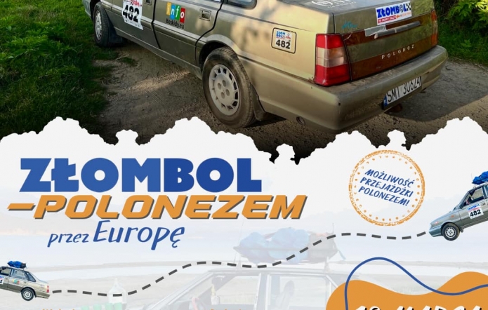 Na grafice,w górnej jej części,Polonez Atu w kolorze kawa z mlekiem,na tle gór.U dołu informacje tekstowe o wydarzeniu.