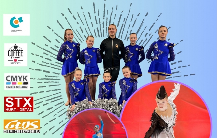 plakat zapraszający na IV międzynarodowy konkurs sportu mażoretkowego "O Złotą Cieszyniankę" w dniach 31 maj do 1 czerwca